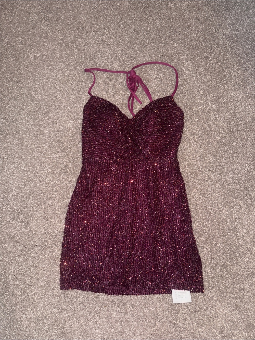 Girls Sparkle Burgundy Halter Dress